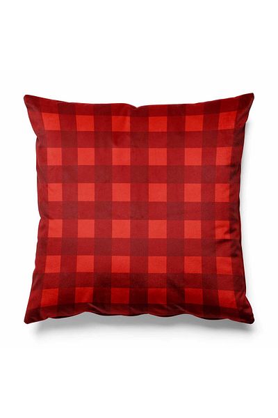 Pilloveland Red Checkerboard Patterned Double Sided Printed Suede Throw Pillow Cover for New Year's Eve