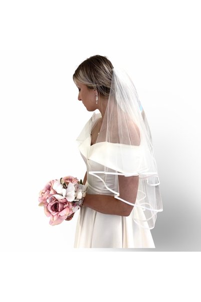JetDukkan Veil Elegance Short Piping Veil
