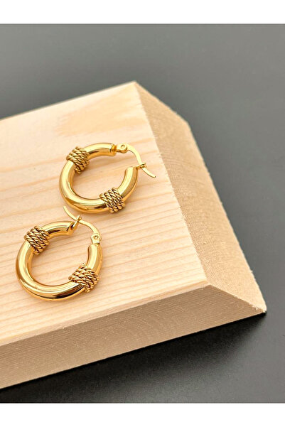 The Collection Karmaz Simav Model Gold Women's Hoop Earrings
