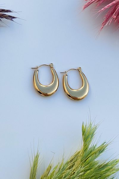 The Collection Tarmaz Women's Domed Oval Pattern Gold Earrings