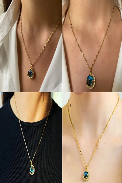 Satış Diyarı الصلب الزركون حجر الكوكب نموذج المرأة قلادة السماء العالم قلادة