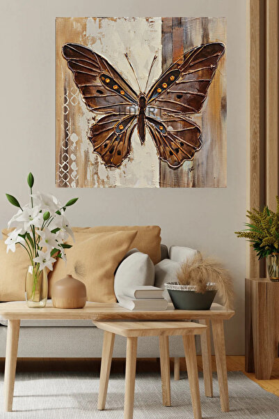 HDART ÖZEL HD KALİTE 3 BOYUT GÖRÜNÜMLÜ KELEBEK KANVAS TABLO