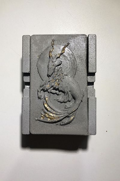 RocArt Home Τασάκι από σκυρόδεμα με χρυσό φύλλο Capricorn Capricorn - Σειρά Zodiac
