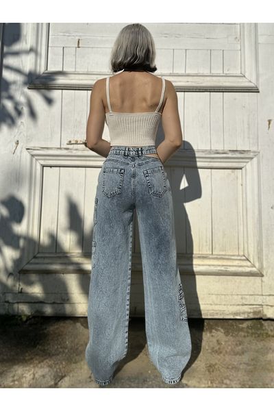 LUCHA SLIP DETAIL STRAIGHT JEANS