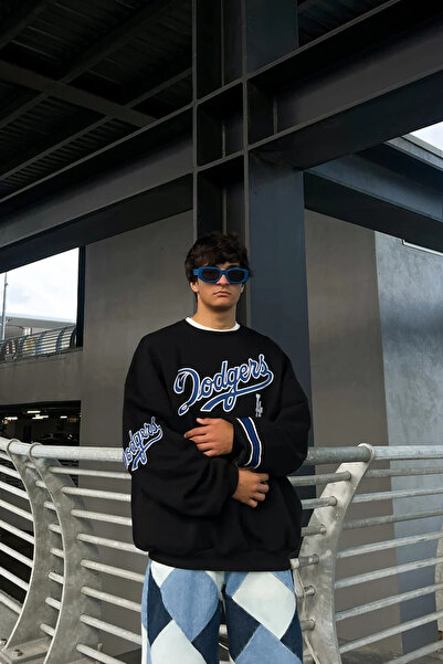 FUWEAR سويت شيرت لوس أنجلوس دودجرز مطبوع كبير الحجم للجنسين