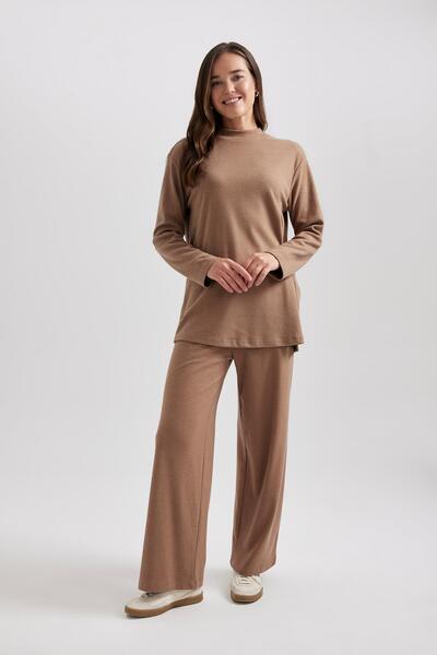 DeFacto Regular Fit Wide Leg Elastic Waist Casual Trousers A5621Ax23Wn