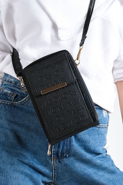 feronti Black Cross Compartment Shoulder Bag