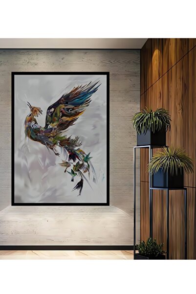 Teona Ahşap Dekoratif Anka Kuşu Ahşap Tablo Sim Işlemeli Çerçeve Görünümlü Di...