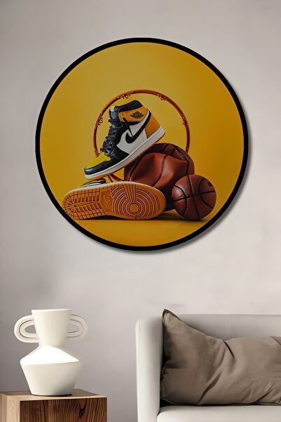 Teona Ahşap Dekoratif Basketball Topu Ayakkabısı Ve Potası Duvar Tablo Ahşap ...