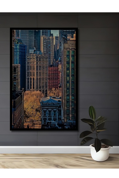 Teona Ahşap Ahşap Tablo New York Manhattan City Peyzaj Şehir Posteri Çerçeve ...