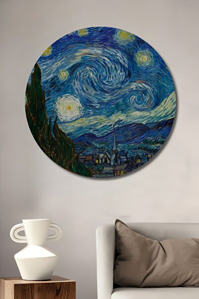 Teona Ahşap Ahşap Starry Night - Yıldızlı Gece - Van Gogh-ünlü Tablo Şık Yuva...