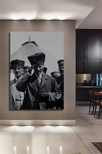 Teona Ahşap Dekoratif Dikey Atatürk Duvar Tablo Ahşap Dikdörtgen Tablo