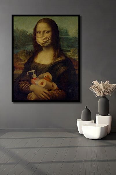 Teona Ahşap Mona Lisa Soyut Ahşap Tablo Tablolar Çerçeve Görünümlü Dikey Duva...