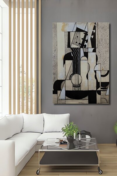 Teona Ahşap Dekoratif Dikey Modern Sanat Gitar Puzzle Duvar Tablo Ahşap Dikdö...