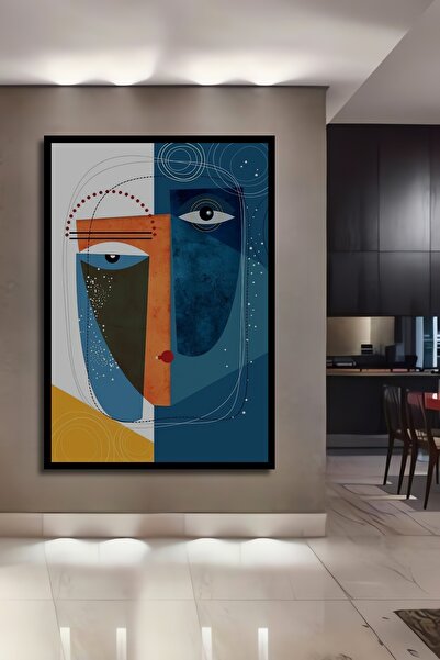 Teona Ahşap Dekoratif Soyut Yüzler Ahşap Tablo Çerçeve Görünümlü Dikey Duvar ...