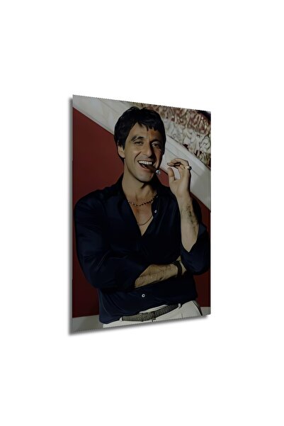 Teona Ahşap Dekoratif Dikey Tony Montana Duvar Tablo Ahşap Dikdörtgen Tablo