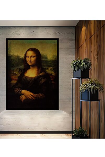 Teona Ahşap Dekoratif Monalisa Desenli Ahşap Tablo Çerçeve Görünümlü Dikey Du...