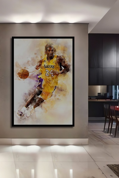 Teona Ahşap Ahşap Tablo Basketbol 3 Boyutlu Ünlü Kobe Posteri Çerçeve Görünüm...
