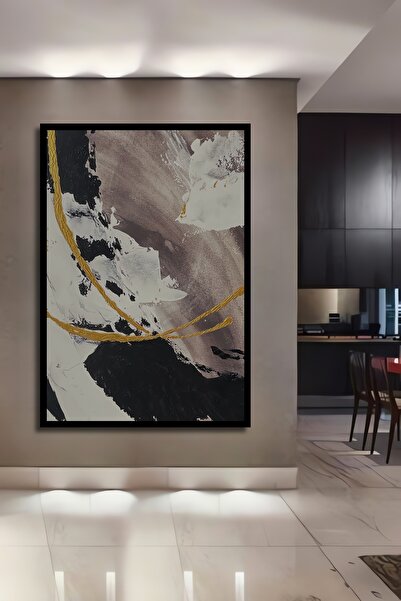 Teona Ahşap Ahşap Yağlı Boya Görünümlü Kabartma Efektli Soyut Tablo Çerçeve G...