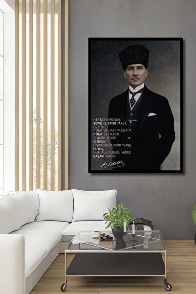 Teona Ahşap Dekoratif Atatürk Takım Elbiseli Portre Ahşap Tablo Çerçeve Görün...