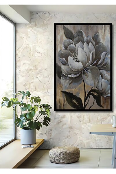 Teona Ahşap Dekoratif Ahşap Soyut Çiçek Çizimi Lüks Dikey Tablo Çerçeve Görün...