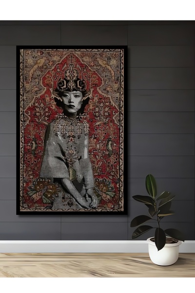 Teona Ahşap Dekoratif Ahşap Tablo Vintage Ve Yüz Figürlü Çerçeve Görünümlü Di...