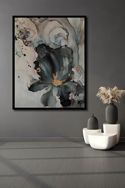 Teona Ahşap Resimli Tablo Yağlı Boya Görünümlü Soyut Ahşap Tablo Çerçeve Görü...