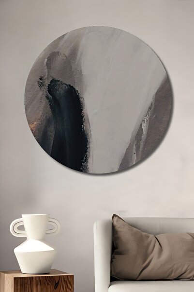 Teona Ahşap Ahşap SOYUT SİYAH VE GRİ DESENLER Yağlı Boya Görünümlü TABLO Şık ...