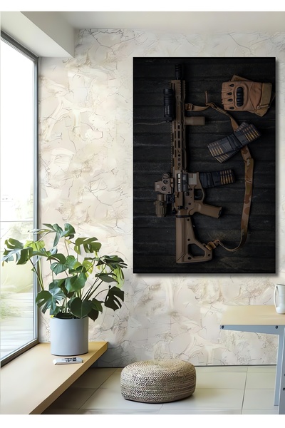 Teona Ahşap Dekoratif Dikey Silah Duvar Tablo Ahşap Dikdörtgen Tablo