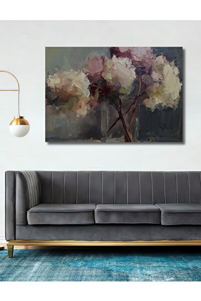 Teona Ahşap Dekoratif Ahşap Çiçek Tablosu Yaglı Boya Efektli E1 Şık Yatay Duv...