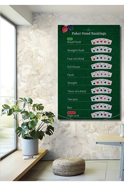 Teona Ahşap Dekoratif Dikey Poker El İsimleri Duvar Tablo Ahşap Dikdörtgen Tablo