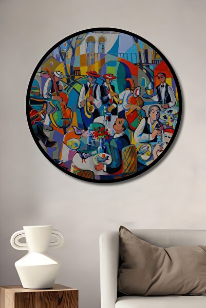 Teona Ahşap Dekoratif Modern Sanat Çalgıcılar Duvar Tablo Ahşap Yuvarlak Tablo
