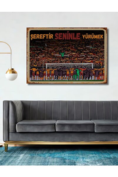 Teona Ahşap Dekoratif Tablo Sarı Kırmızı Takım Retro Ahşap Poster Şık Yatay D...