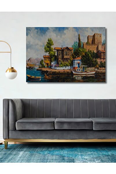 Teona Ahşap Yağlı Boya Görünümlü Istanbul Manzaralı Yağlıboyadan Uyarlama Ahş...
