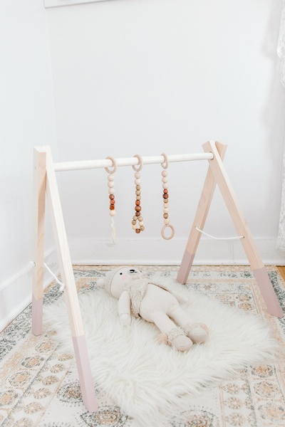 Vegüba Ahşap Bebek Egzersiz Aleti, Oyun Alanı, Ahşap Aktivite Aleti PEMBE