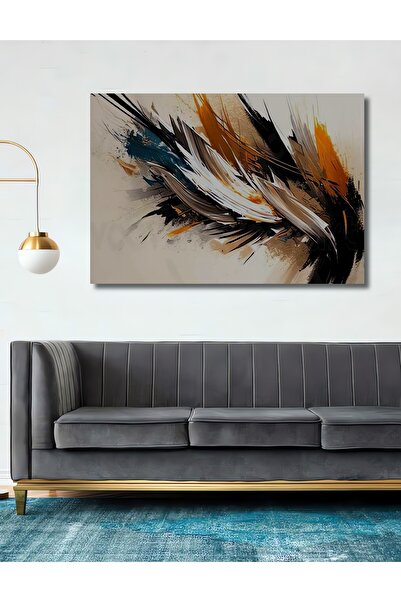 Teona Ahşap Dekoratif Soyut Dekoratif Kuş Tüyleri Ahşap Tablo Şık Yatay Duvar...