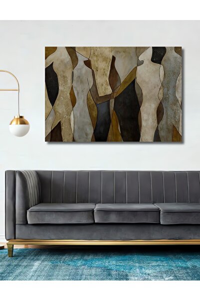 Teona Ahşap Dekoratif Ahşap Modern Sanatsal Soyut Gülen Tablo Şık Yatay Duvar...