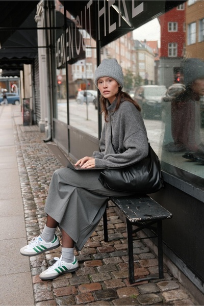 Manuka PİLE DETAYLI KALEM ETEK GRİ