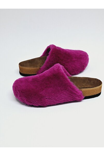 Bequemere Pink Colored Closed Toe Fur Daily Use Orthopedic Women's Slippers