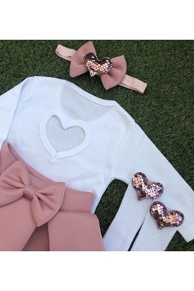 Kokosh kidss Girls' sequined, heart-detailed 4-piece skirt set