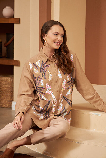 Orfeo Negro Women's Oversize Sequin and Embroidered Shirt