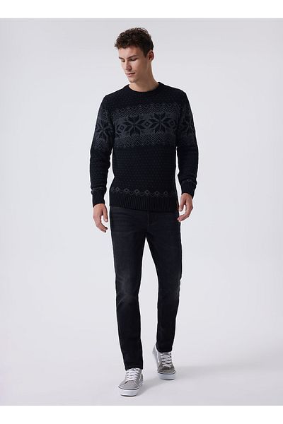 Lee Cooper Мъжки пуловер с поло яка, стандартна кройка, черен, 241 LCM 241036, СНЕЖНО ЧЕРЕН