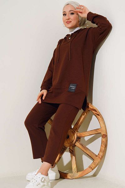 VOLT CLOTHİNG Γυναικείο διπλό σετ με κουκούλα What Ever Embroidered