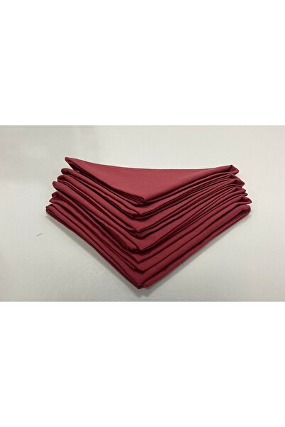 NATURAL HOME طقم منديل من القماش باللون العنابي مكون من 6 قطع مخيطة بشكل خاص