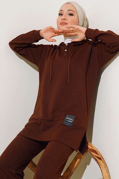 VOLT CLOTHİNG Γυναικείο διπλό σετ με κουκούλα What Ever Embroidered