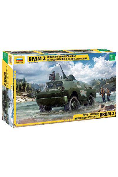 Zvezda 1/35 BRDM-2 Russian Armored Car Plastik Askeri Araç Maket Kiti, Demont...