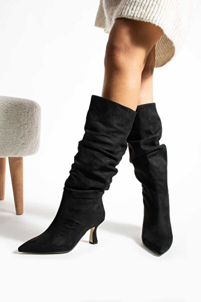 GS GAMZE SHOES ΜΑΥΡΟ ΧΡΩΜΑ ΜΑΚΡΙΑ ΜΠΟΤΑ ΜΕ ΚΟΡΔΟΝΙΑ ΣΟΥΤΕ