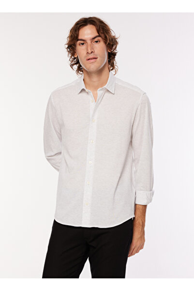 BROOKS BROTHERS Slim Fit Klasik Yaka Gri Melanj Erkek Gömlek BBSP23MSH027