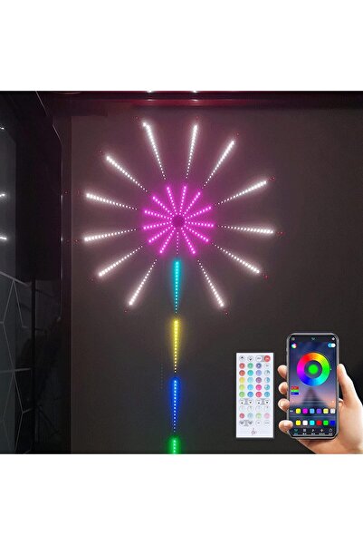MENFRY Gökkuşağı Fişek Led Lamba Sese Duyarlı Kumandalı Ve Telefondan Kontrol...