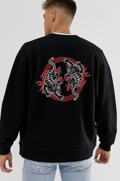 Adrift Twin Tiger Oversize kroj crna majica Adrift214
